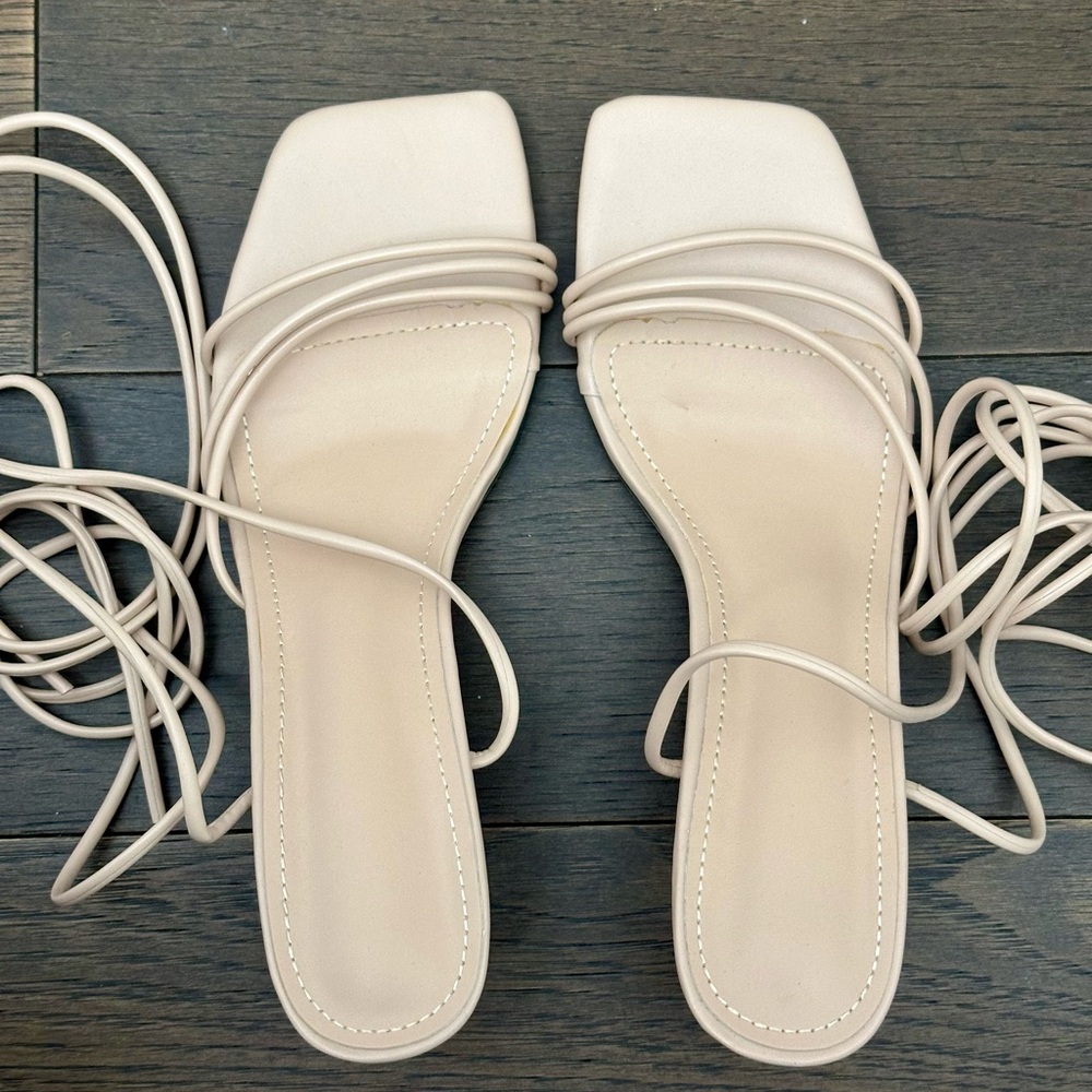 Lace-Up Square Toe Sandals